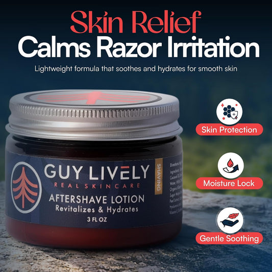 Organic Aftershave Lotion for Men | Hydrating Anti Aging Razor Bump Relief - Guy Lively