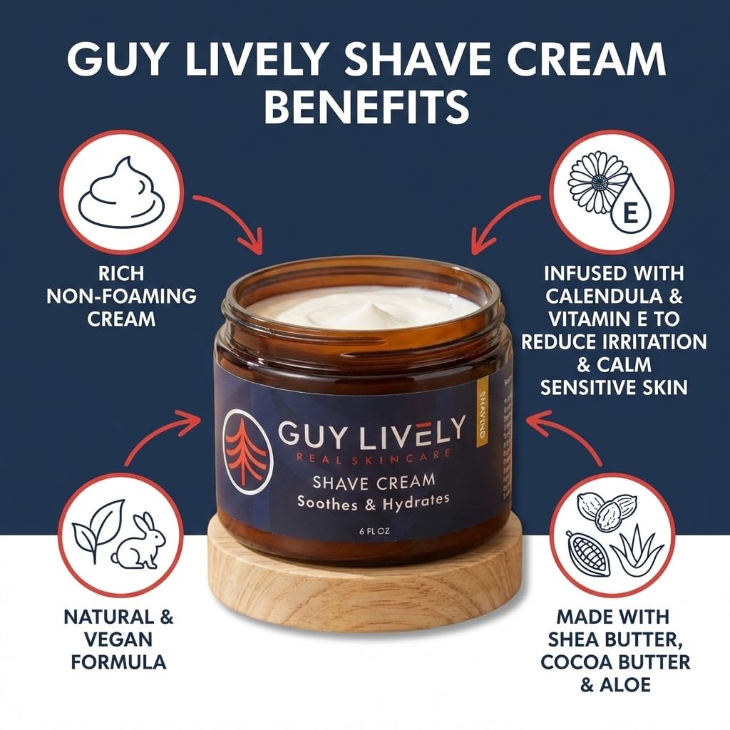 Premium Men’s Shave Cream – Soothes & Hydrates with Organic Botanicals - Guy Lively