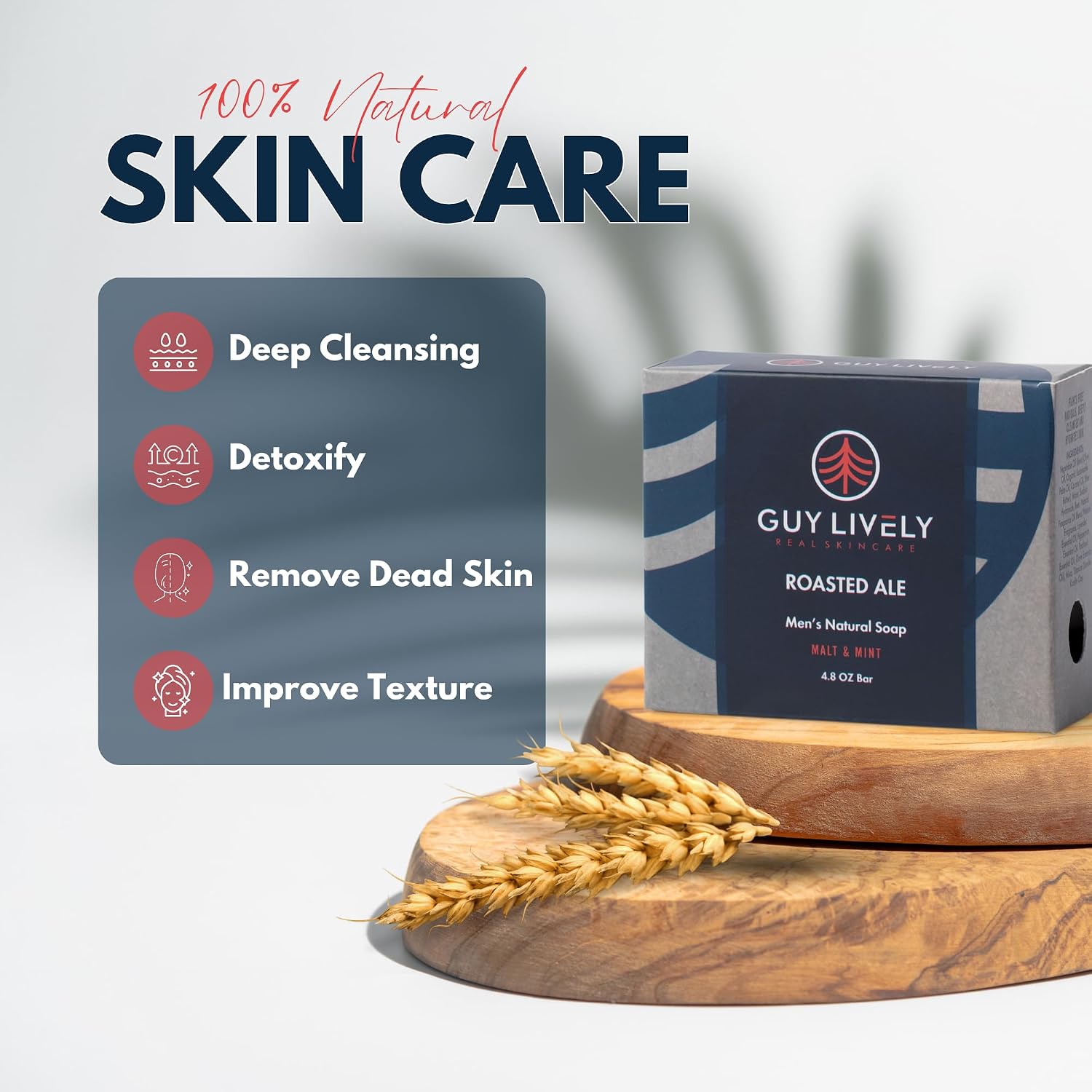 Roasted Ale Men’s Natural Bar Soap – Malt & Mint Deep Clean & Hydration - Guy Lively