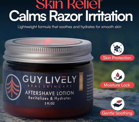 Organic Aftershave Lotion for Men | Hydrating Anti Aging Razor Bump Relief - Guy Lively