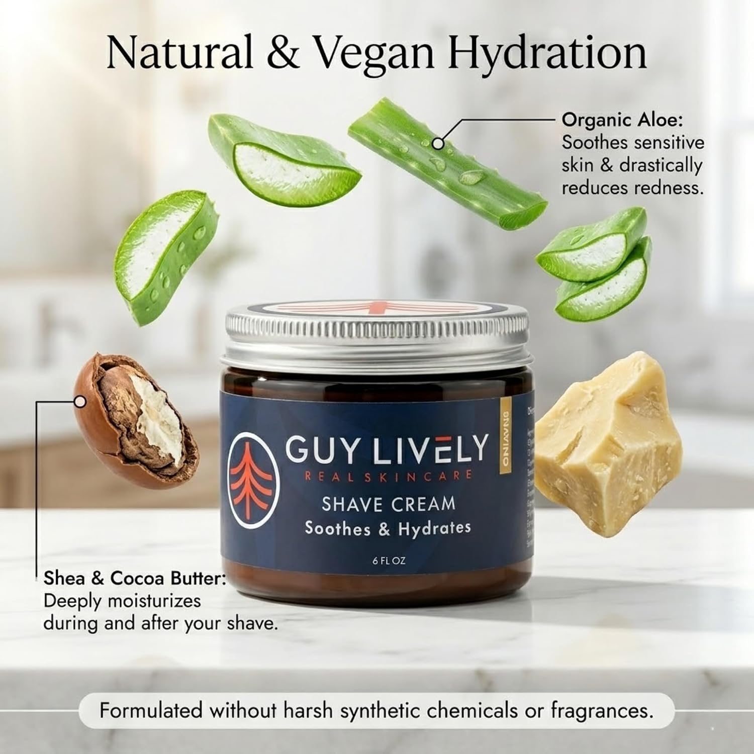 Premium Men’s Shave Cream – Soothes & Hydrates with Organic Botanicals - Guy Lively