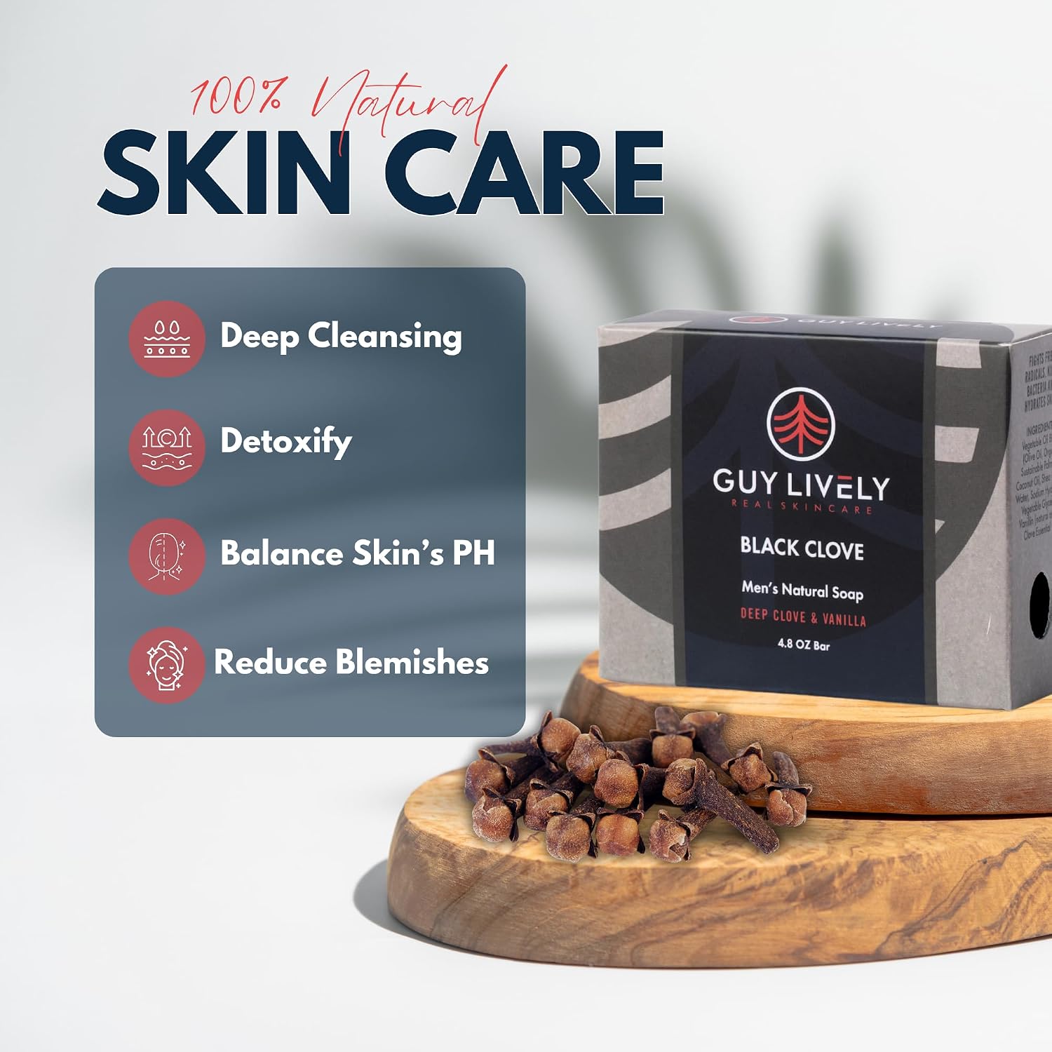 Black Clove Bar Soap for Men | Deep Cleansing Soap with Clove, Vanilla and Antioxidants - Guy Lively