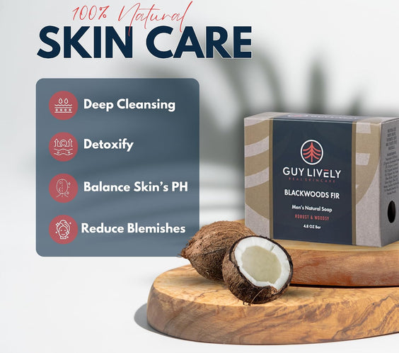 Blackwoods Fir Bar Soap for Men | Woodsy Detox Cleanser with Fir Needle and Parsley - Guy Lively
