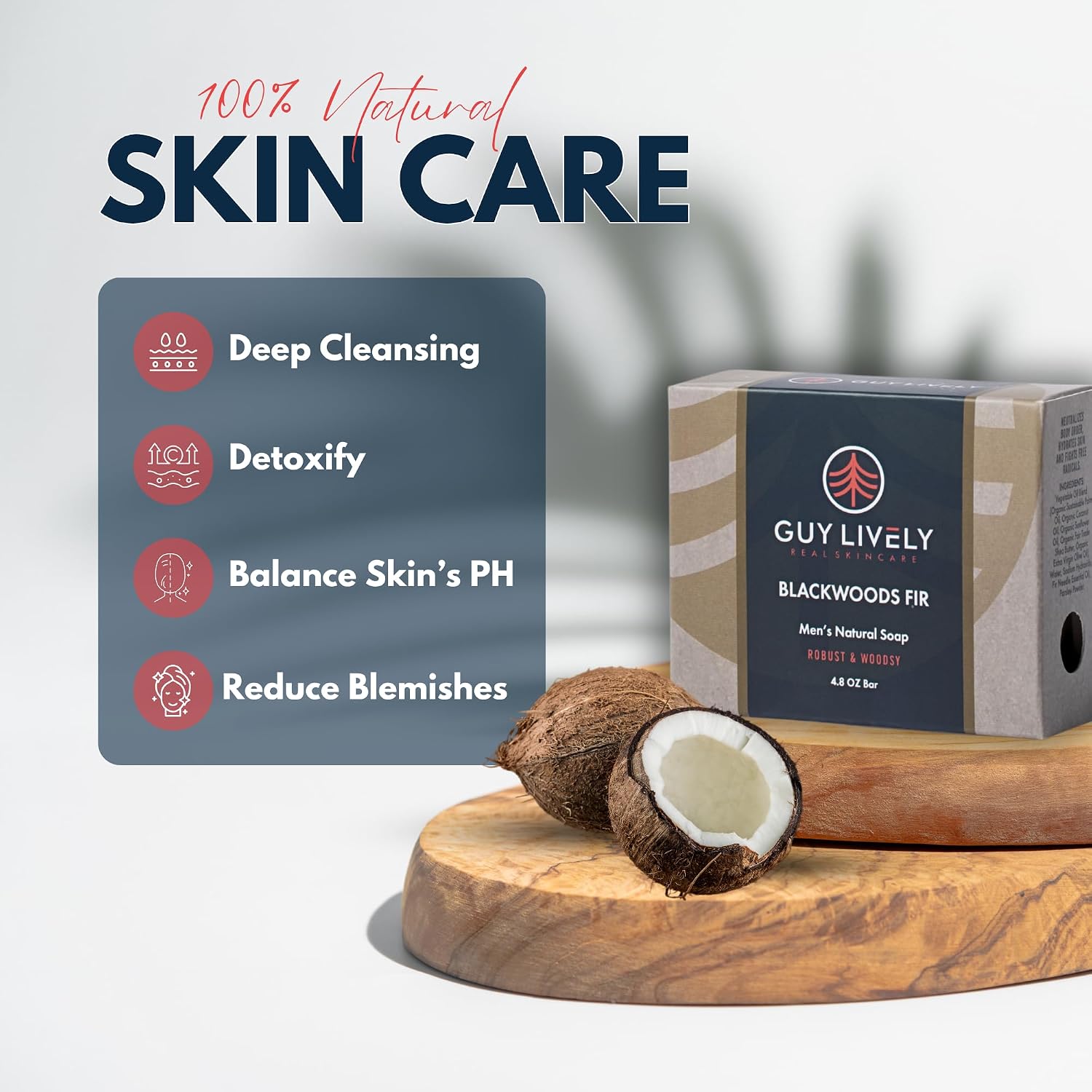Blackwoods Fir Bar Soap for Men | Woodsy Detox Cleanser with Fir Needle and Parsley - Guy Lively