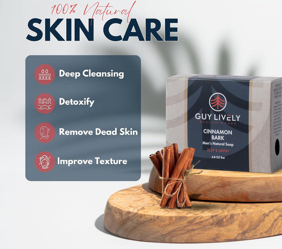Cinnamon Bark Men’s Natural Bar Soap – Deep & Earthy Hydration, 4.8 oz - Guy Lively