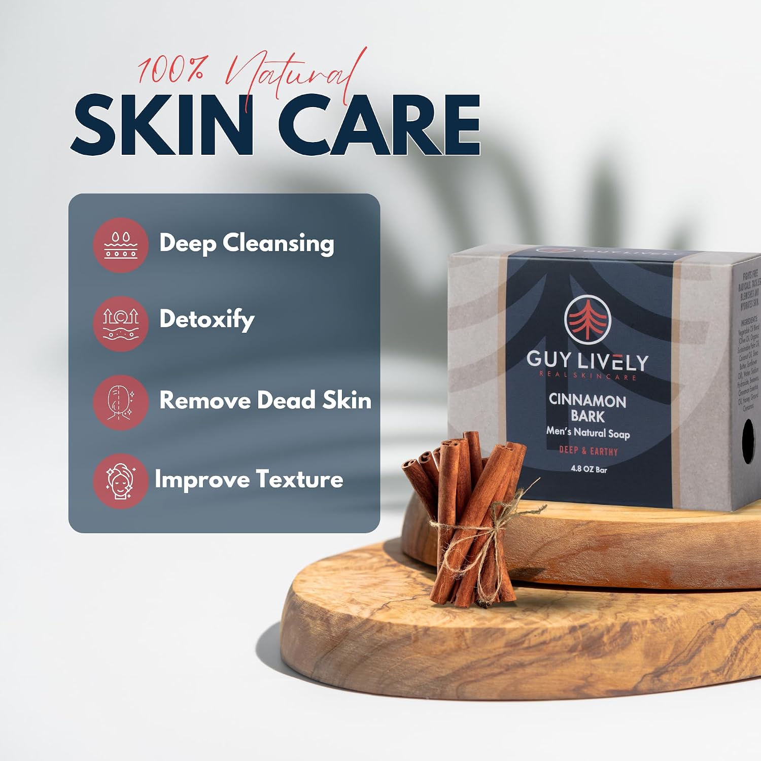 Cinnamon Bark Men’s Natural Bar Soap – Deep & Earthy Hydration, 4.8 oz - Guy Lively