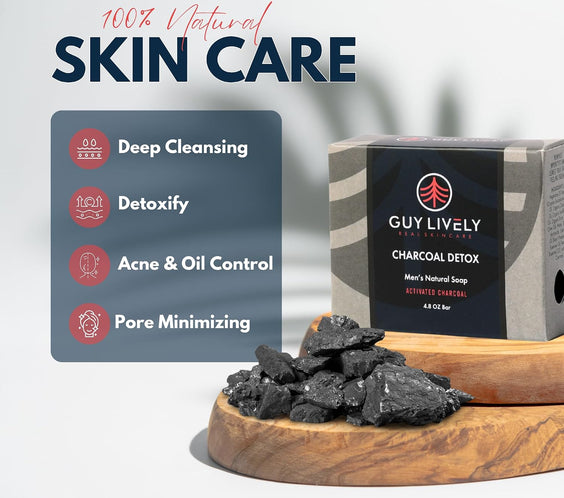 Charcoal Detox Men’s Natural Bar Soap – Activated Charcoal & Peppermint - Guy Lively