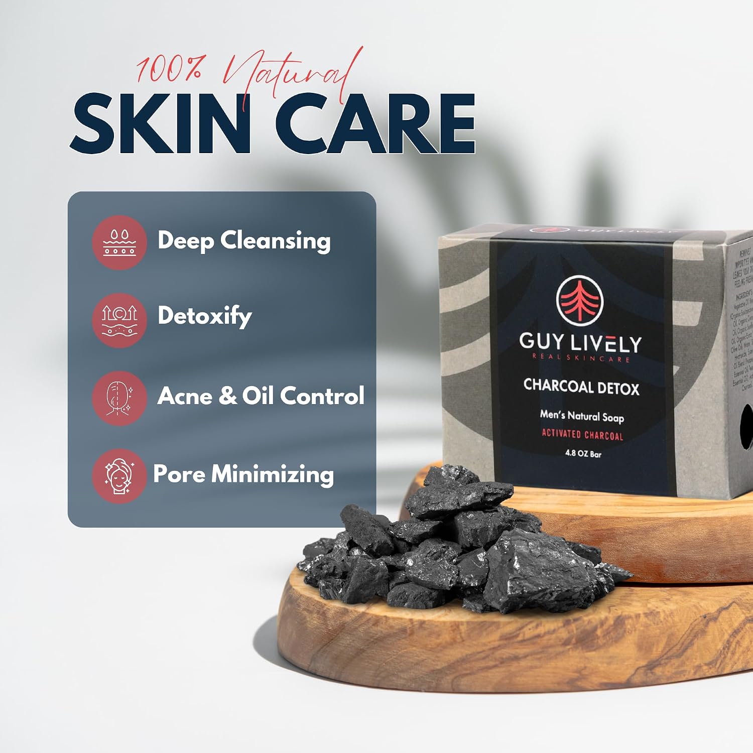 Charcoal Detox Men’s Natural Bar Soap – Activated Charcoal & Peppermint - Guy Lively