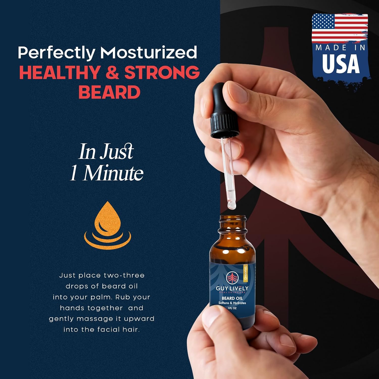 Beard Oil for Men | Hydrating Grooming Oil with Organic Moringa Marula and Hemp Oils