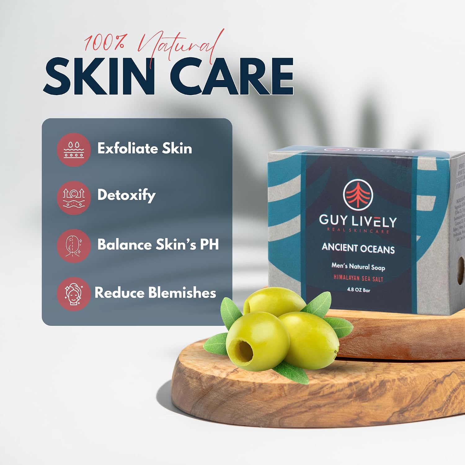 Ancient Oceans Bar Soap for Men | Himalayan Sea Salt Exfoliating Detox Soap Bar - Guy Lively