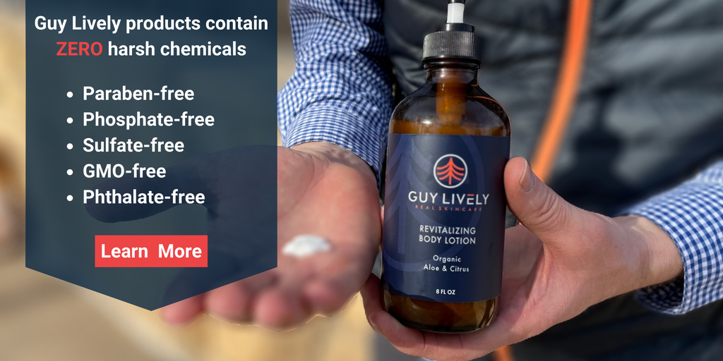 Guy Lively natural bar soap and skincare products. Paraben-free, phosphate-free, sulfate-free, GMO-free and phthalate-free. Contains natural and organic ingredients. 