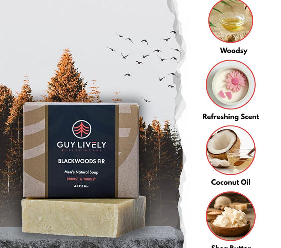 Blackwoods Fir Bar Soap for Men | Woodsy Detox Cleanser with Fir Needle and Parsley - Guy Lively