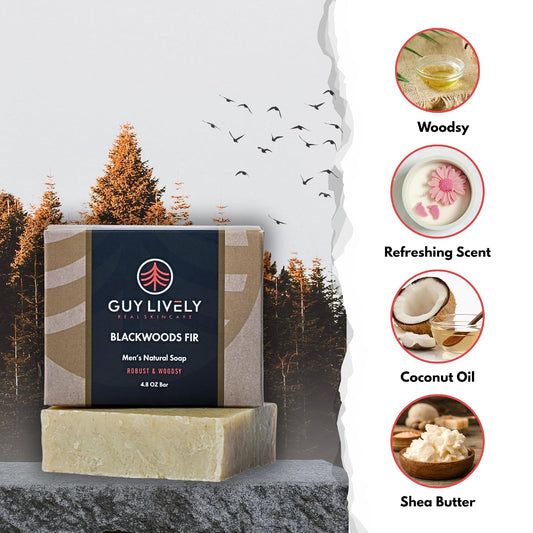 Blackwoods Fir Bar Soap for Men | Woodsy Detox Cleanser with Fir Needle and Parsley - Guy Lively