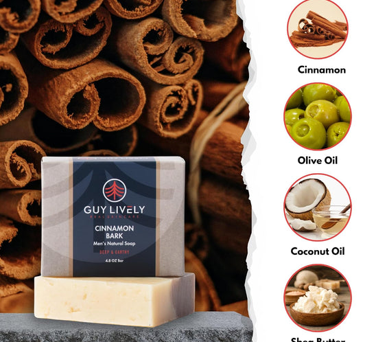 Cinnamon Bark Men’s Natural Bar Soap – Deep & Earthy Hydration, 4.8 oz - Guy Lively