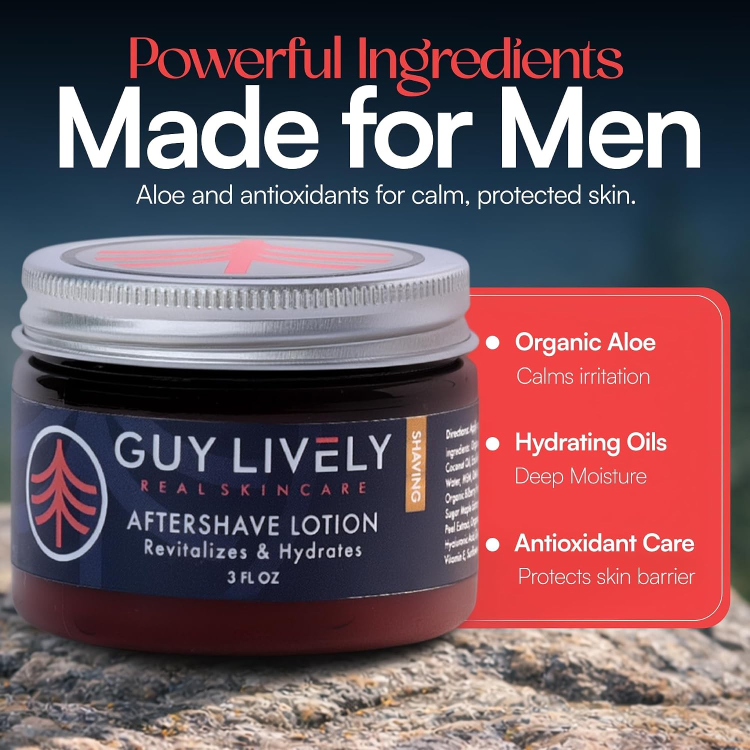 Organic Aftershave Lotion for Men | Hydrating Anti Aging Razor Bump Relief - Guy Lively