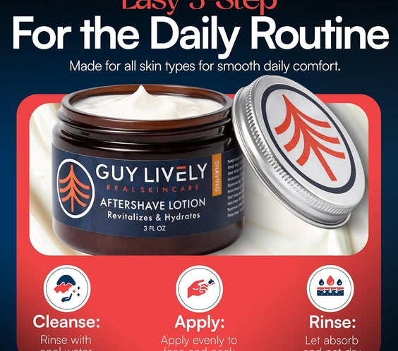 Organic Aftershave Lotion for Men | Hydrating Anti Aging Razor Bump Relief - Guy Lively