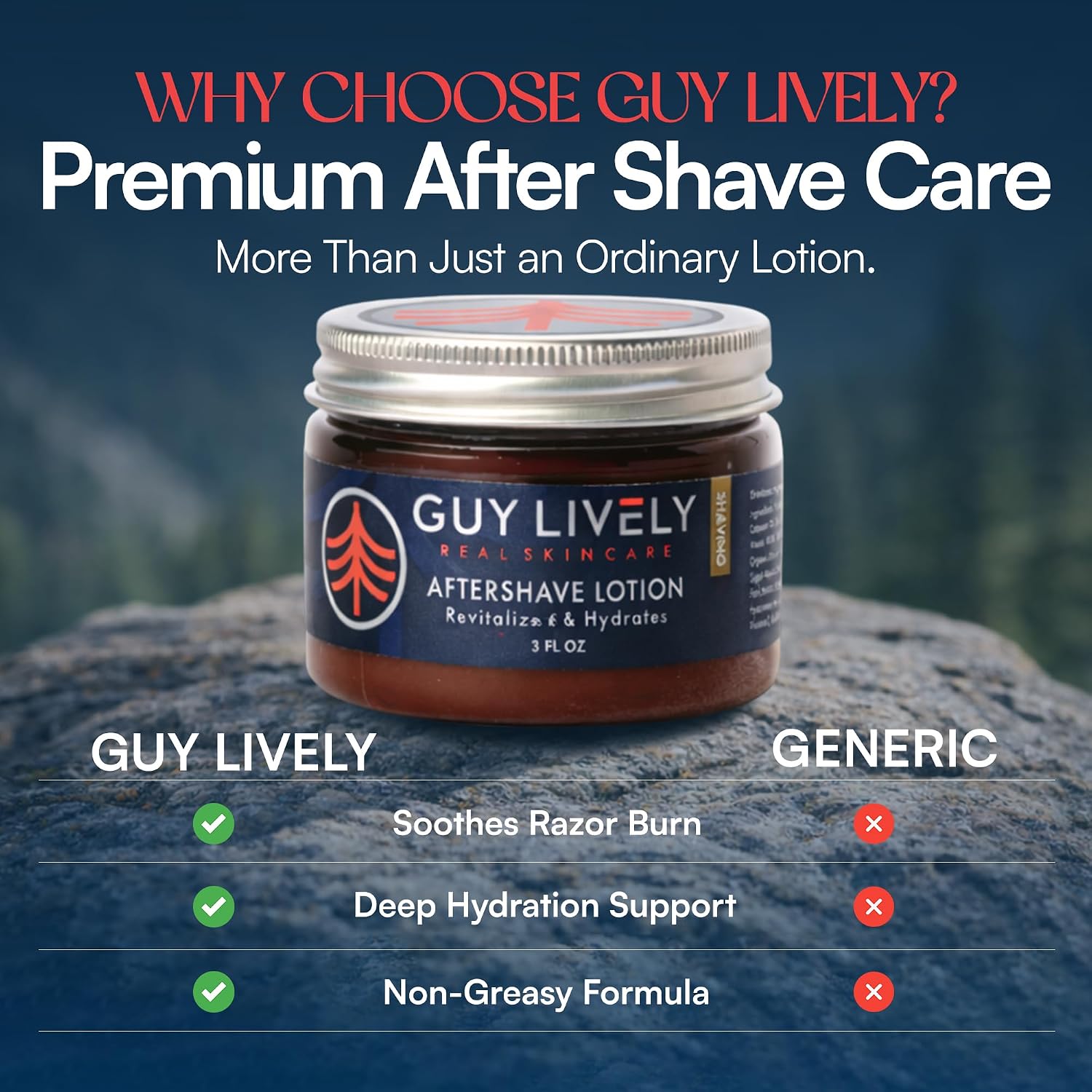 Organic Aftershave Lotion for Men | Hydrating Anti Aging Razor Bump Relief - Guy Lively