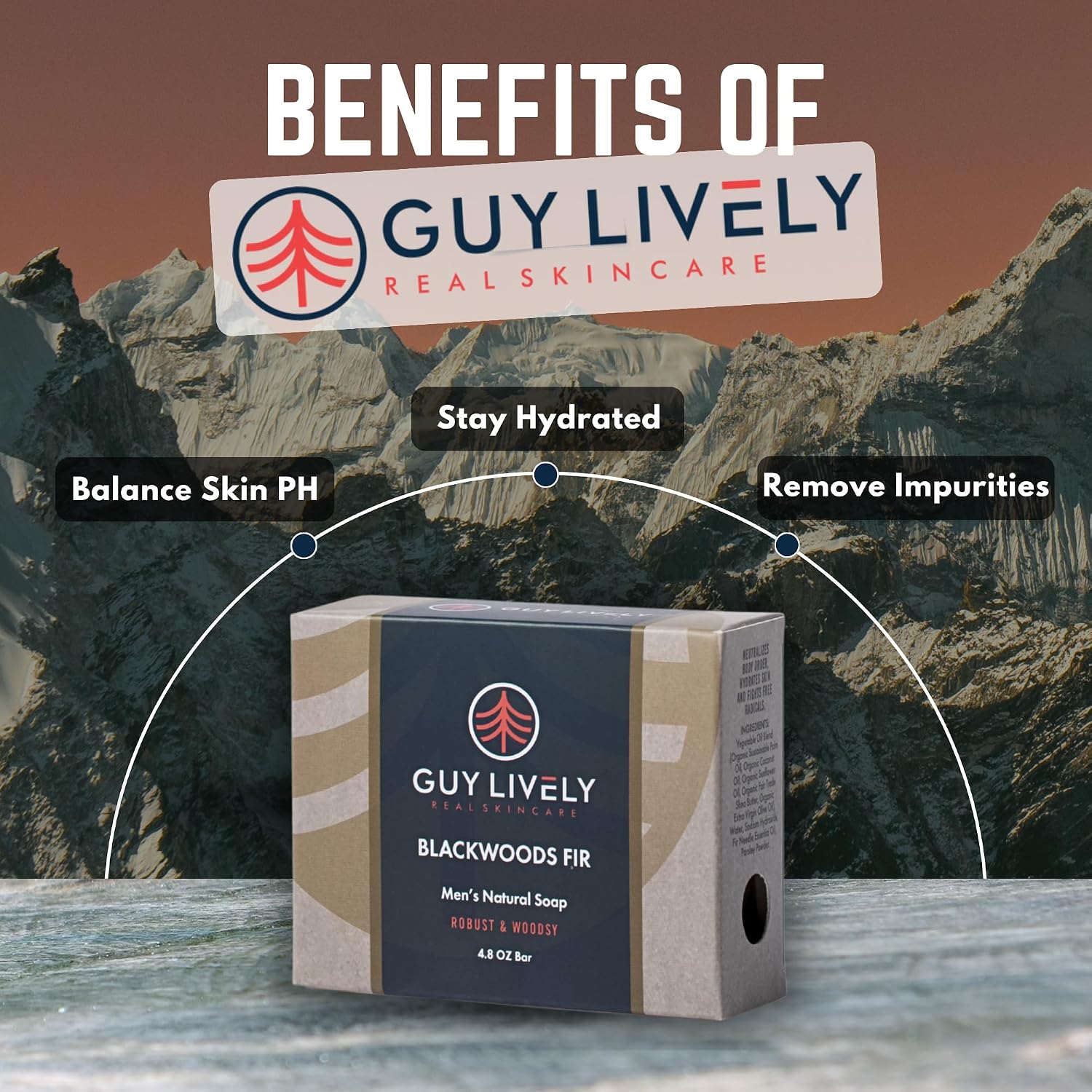 Blackwoods Fir Bar Soap for Men | Woodsy Detox Cleanser with Fir Needle and Parsley - Guy Lively