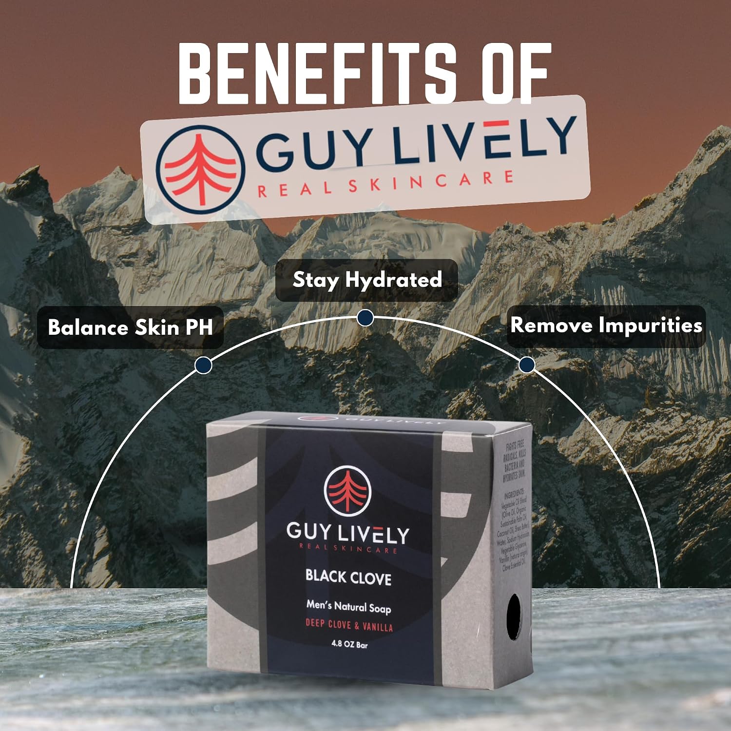 Black Clove Bar Soap for Men | Deep Cleansing Soap with Clove, Vanilla and Antioxidants - Guy Lively
