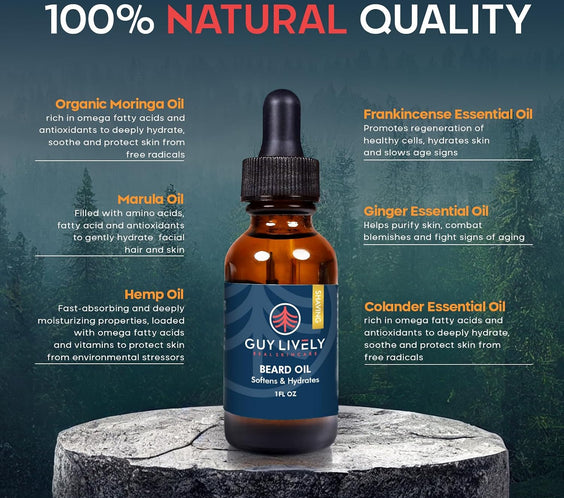 Beard Oil for Men | Hydrating Grooming Oil with Organic Moringa Marula and Hemp Oils