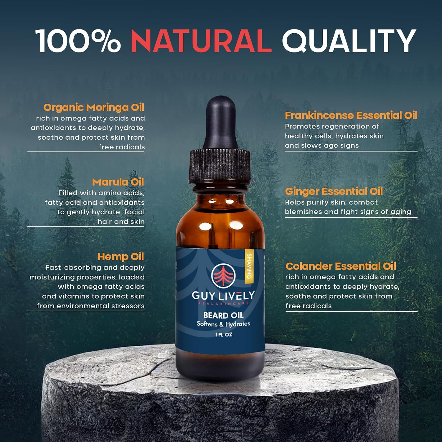 Beard Oil for Men | Hydrating Grooming Oil with Organic Moringa Marula and Hemp Oils