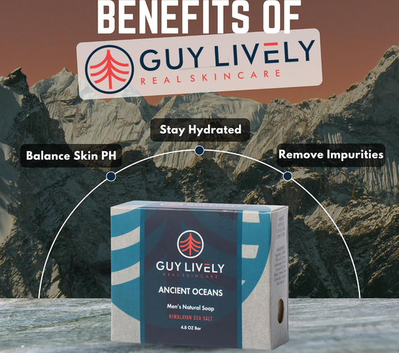 Ancient Oceans Bar Soap for Men | Himalayan Sea Salt Exfoliating Detox Soap Bar - Guy Lively