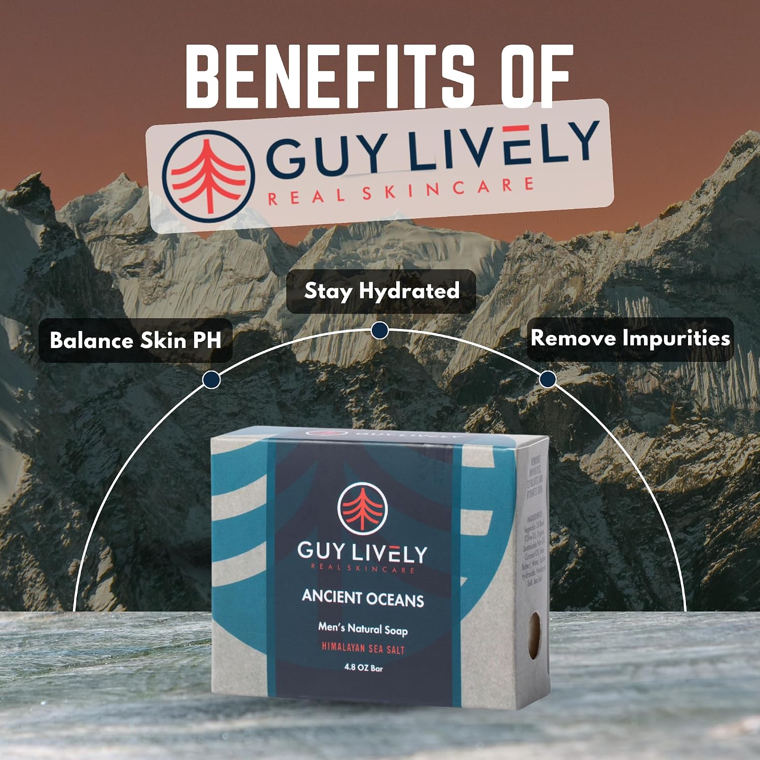 Ancient Oceans Bar Soap for Men | Himalayan Sea Salt Exfoliating Detox Soap Bar - Guy Lively