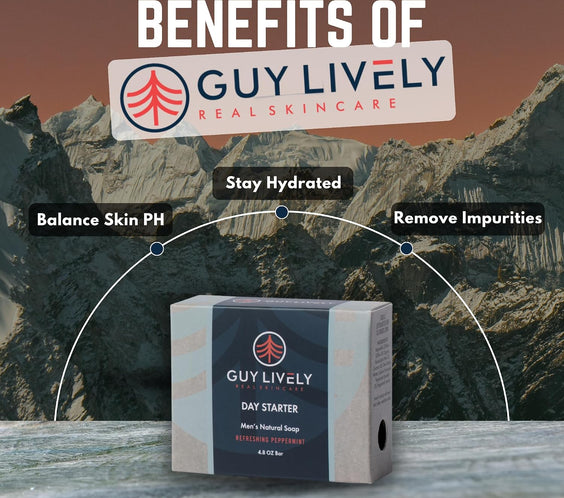 Day Starter Men’s Natural Bar Soap – Refreshing Peppermint & Exfoliation - Guy Lively