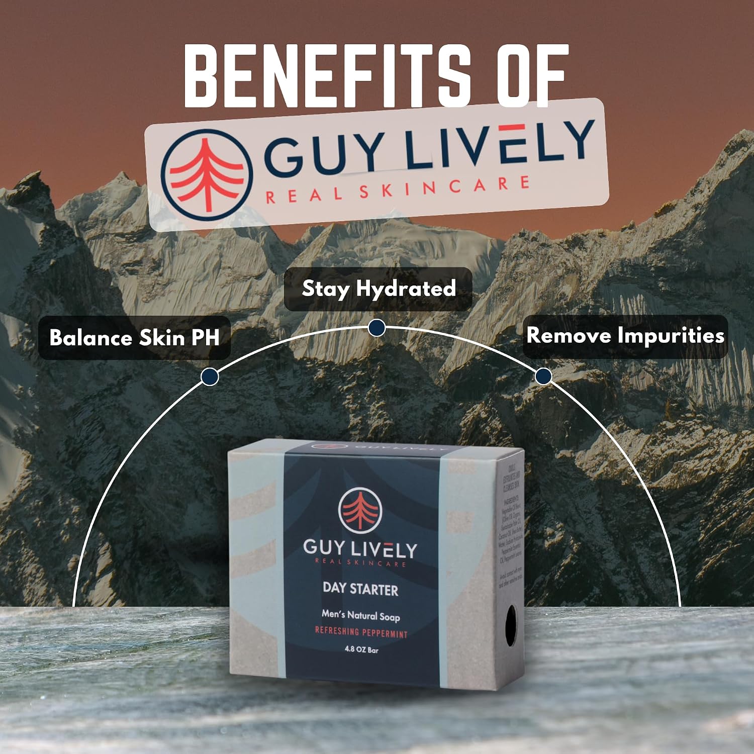 Day Starter Men’s Natural Bar Soap – Refreshing Peppermint & Exfoliation - Guy Lively