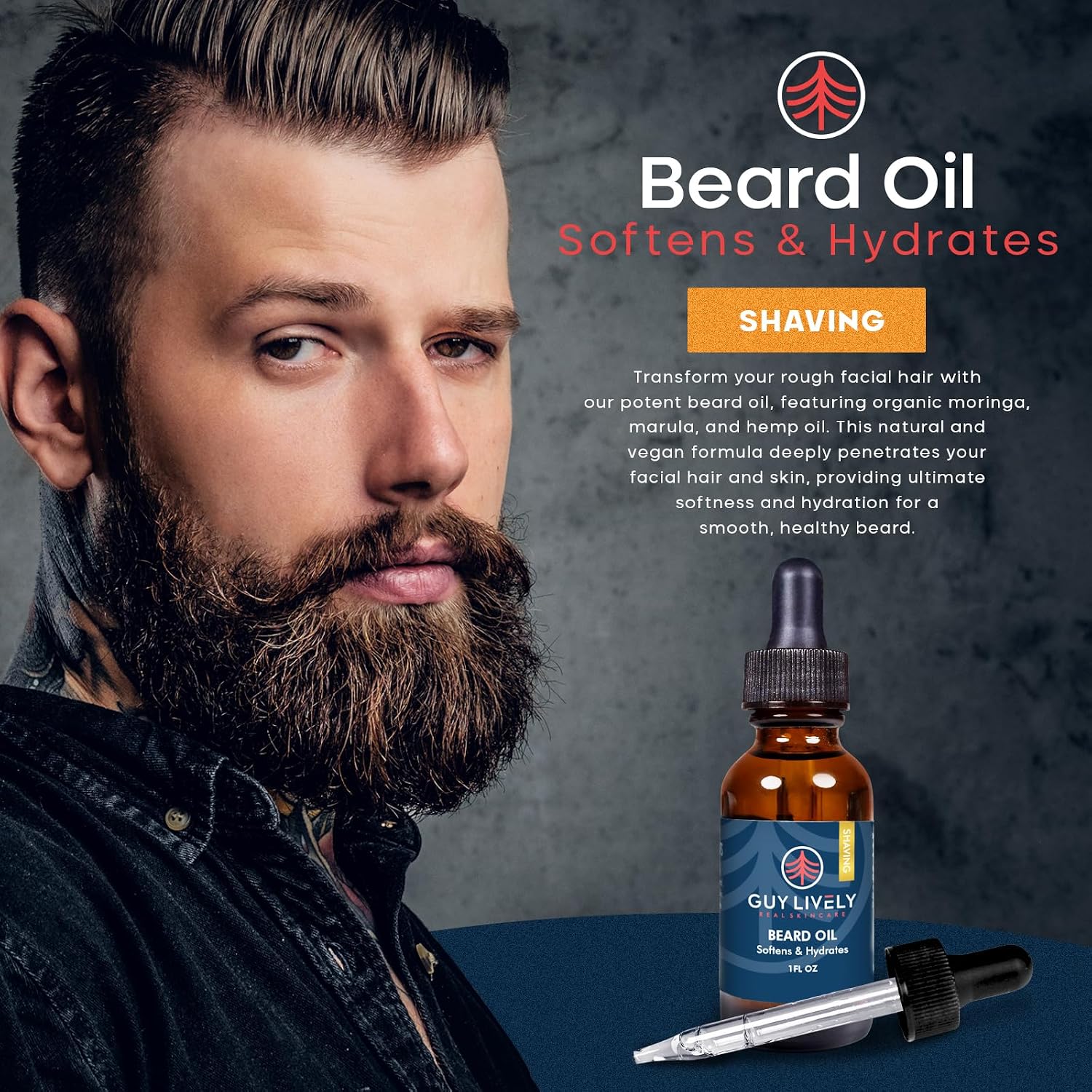 Beard Oil for Men | Hydrating Grooming Oil with Organic Moringa Marula and Hemp Oils