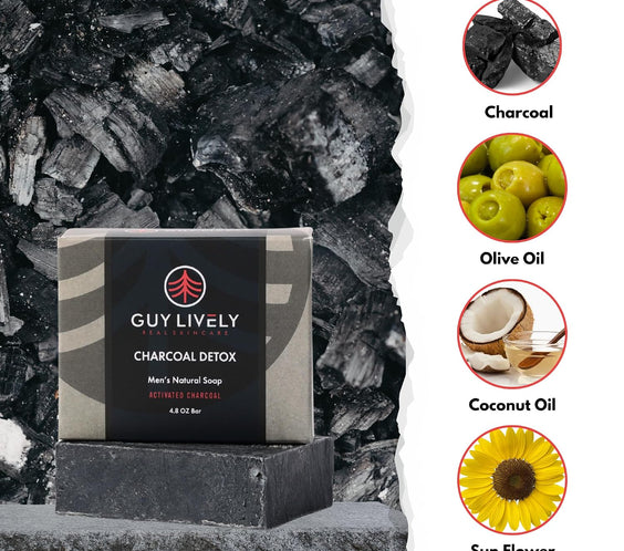 Charcoal Detox Men’s Natural Bar Soap – Activated Charcoal & Peppermint - Guy Lively
