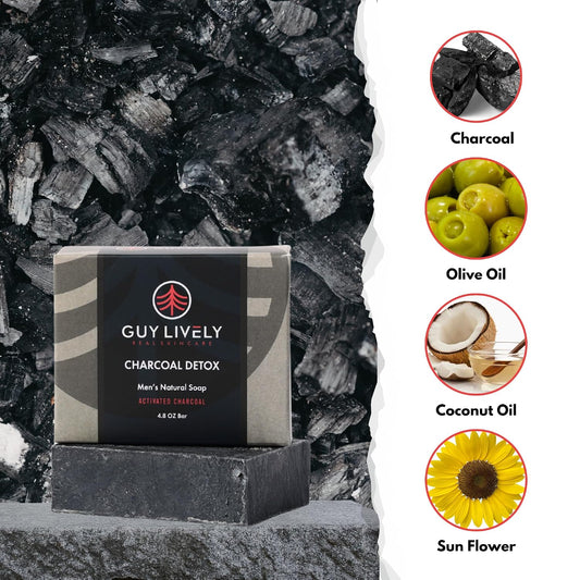 Charcoal Detox Men’s Natural Bar Soap – Activated Charcoal & Peppermint - Guy Lively