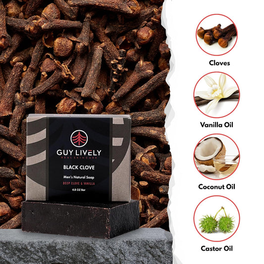 Black Clove Bar Soap for Men | Deep Cleansing Soap with Clove, Vanilla and Antioxidants