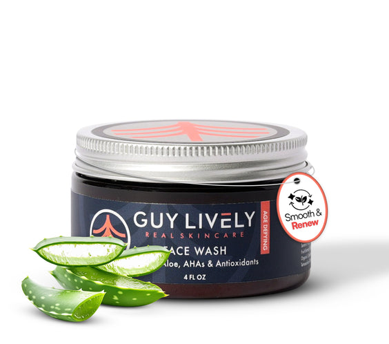 Age Defying Face Wash for Men | Organic Aloe and AHA Gentle Cleanser for Smoother Skin