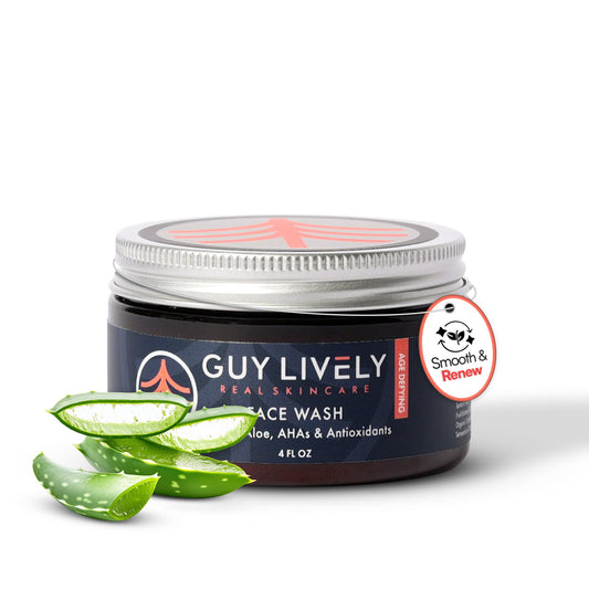 Age Defying Face Wash for Men | Organic Aloe and AHA Gentle Cleanser for Smoother Skin