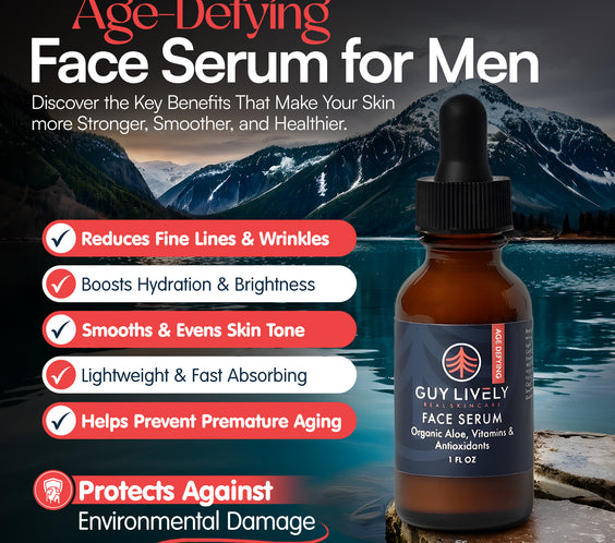 Age Defying Face Serum for Men | Antioxidant Rich Serum with Organic Aloe and Vitamins