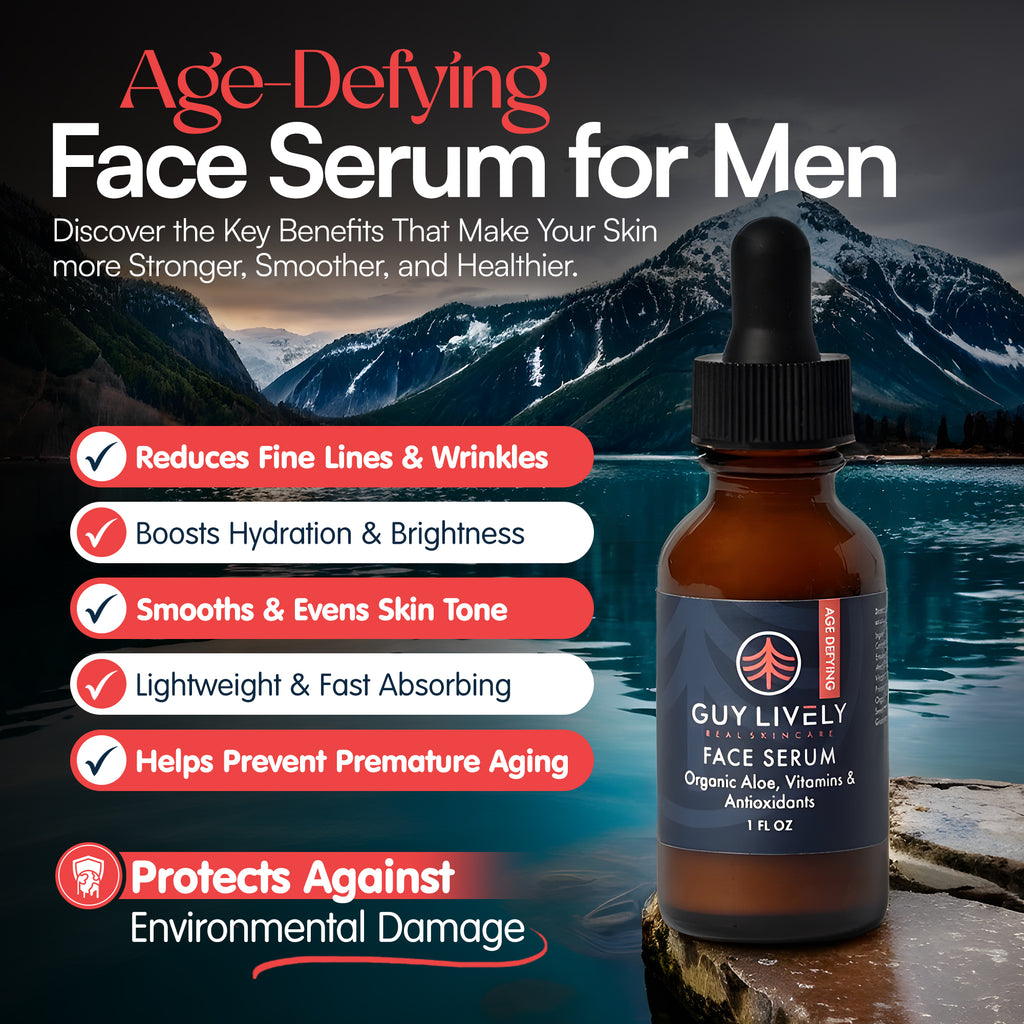 Age Defying Face Serum for Men | Antioxidant Rich Serum with Organic Aloe and Vitamins