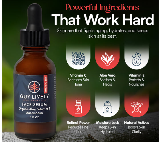 Age Defying Face Serum for Men | Antioxidant Rich Serum with Organic Aloe and Vitamins