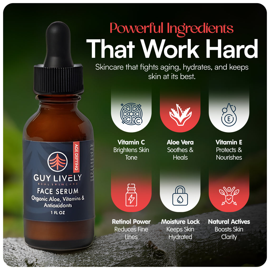 Age Defying Face Serum for Men | Antioxidant Rich Serum with Organic Aloe and Vitamins