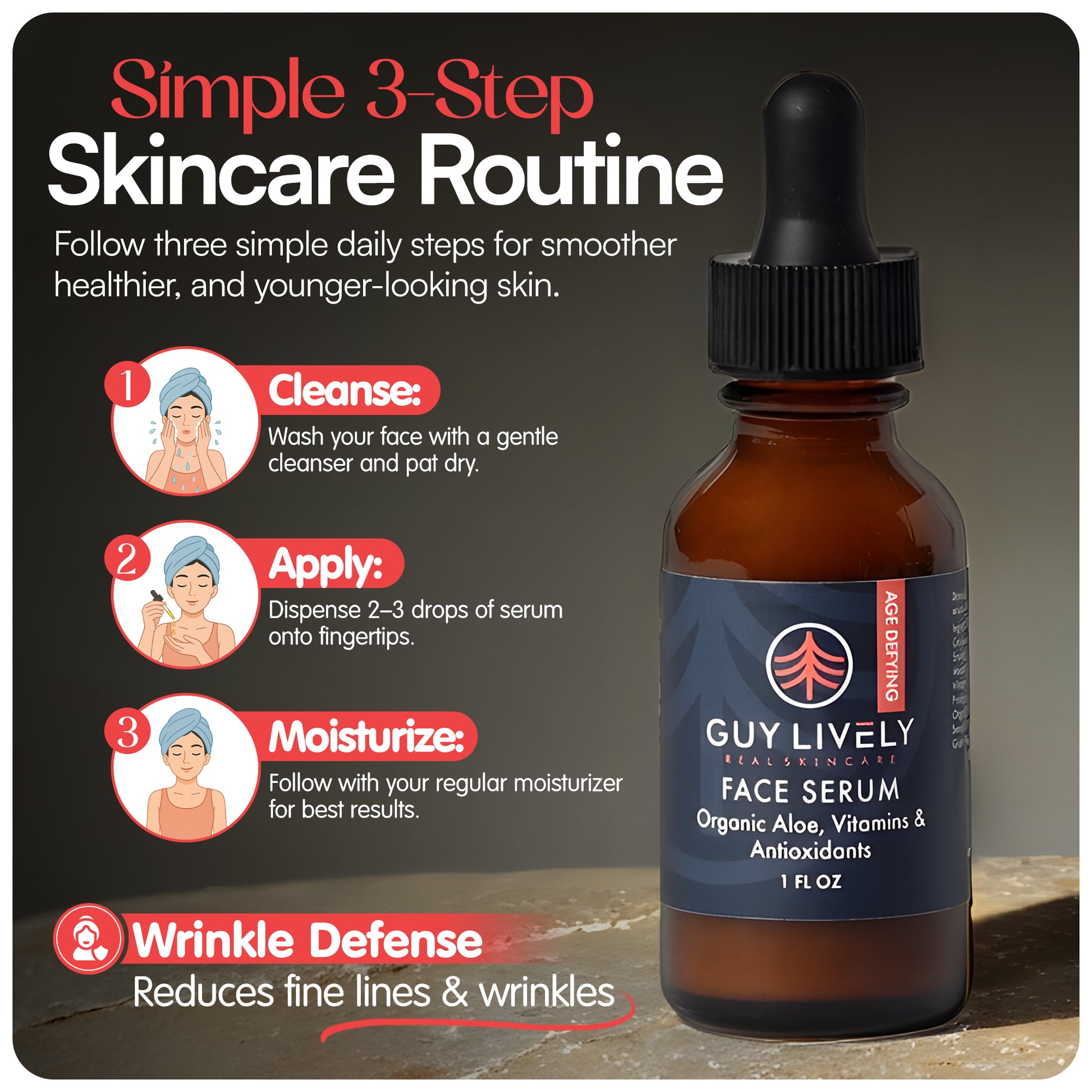 Age Defying Face Serum for Men | Antioxidant Rich Serum with Organic Aloe and Vitamins