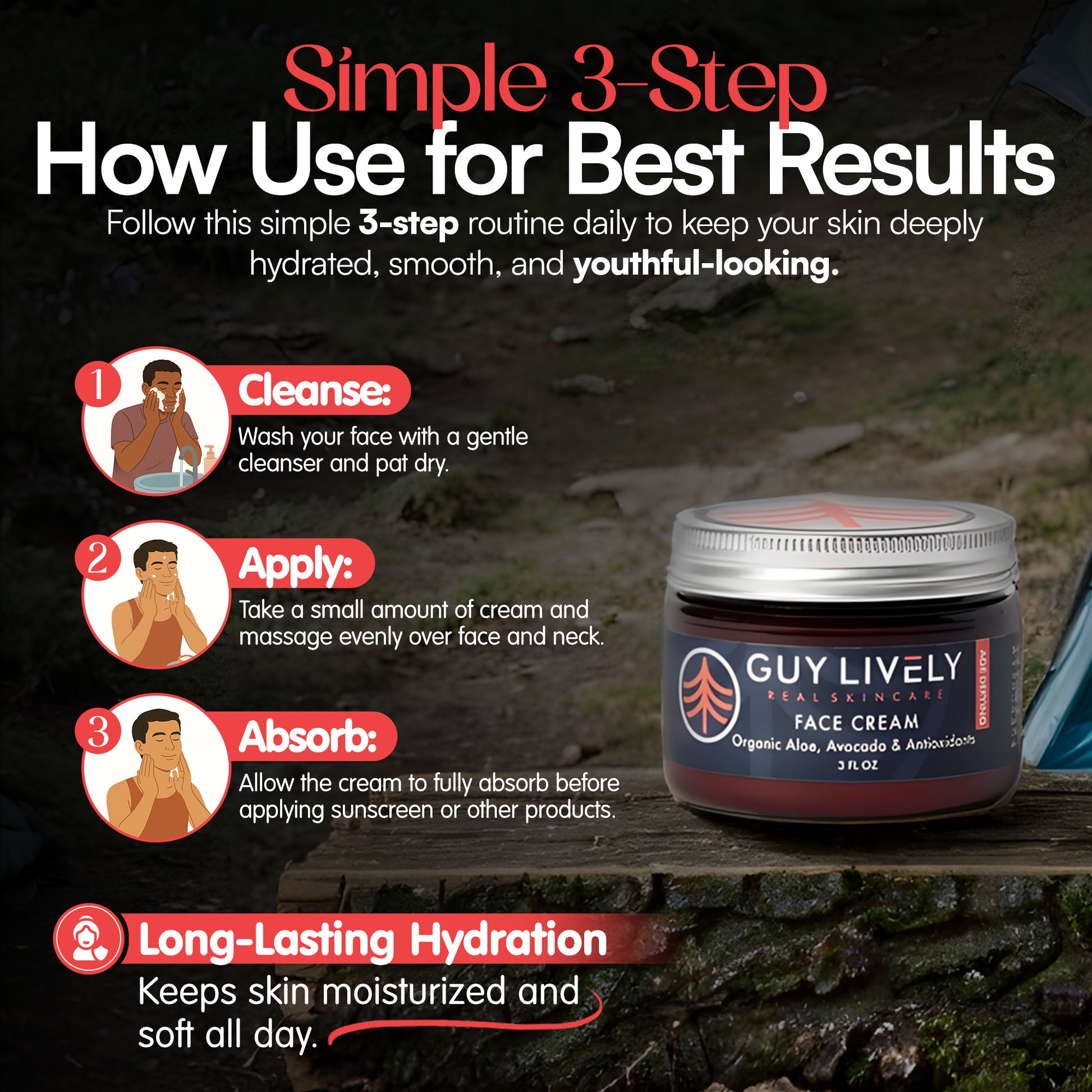 Age Defying Face Cream for Men | Hydrating Moisturizer with Organic Aloe Avocado and Antioxidants