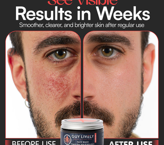 Age Defying Face Wash for Men | Organic Aloe and AHA Gentle Cleanser for Smoother Skin