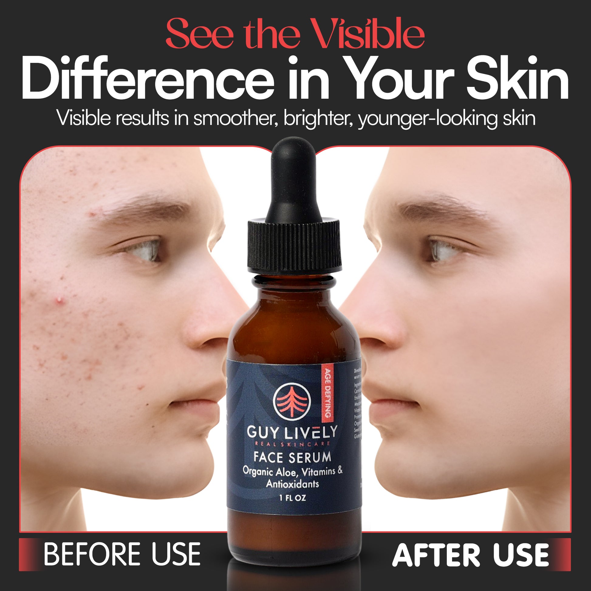 Age Defying Face Serum for Men | Antioxidant Rich Serum with Organic Aloe and Vitamins